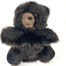 Folkmanis Furry Folk Black Bear Hand Puppet 8  Tall Plush Full Body Bear Cub USA
