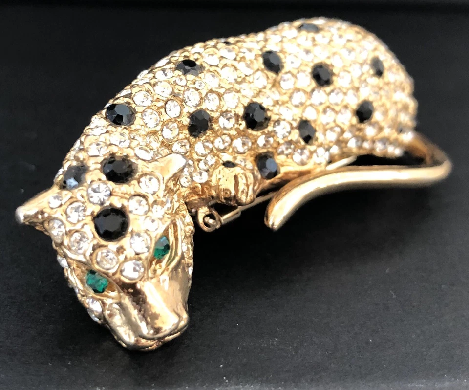 Kenneth Jay Lane Broche Rastreador Leopardo Gato Pin Clip de Piel KJL De Colección gyuh Foto 4 de 4