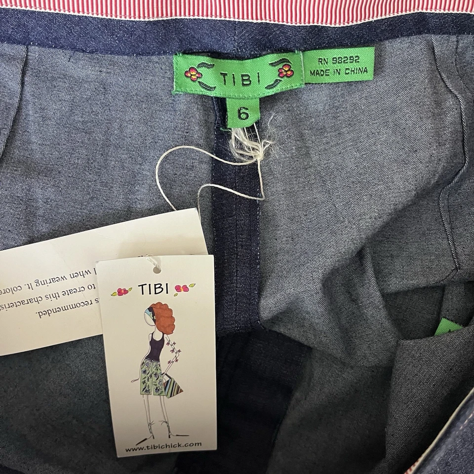 Pantalones Tibi Pierna Recta Azul Denim Rosa Talla 6 Nuevos con Etiquetas Foto 4 de 4
