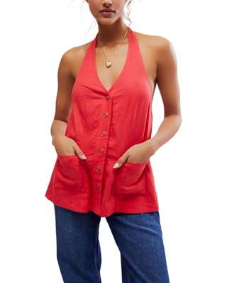NEW Free People Scout Halter Women's Clothing Bella Rosa SIZE L/100%AUTHENTIC