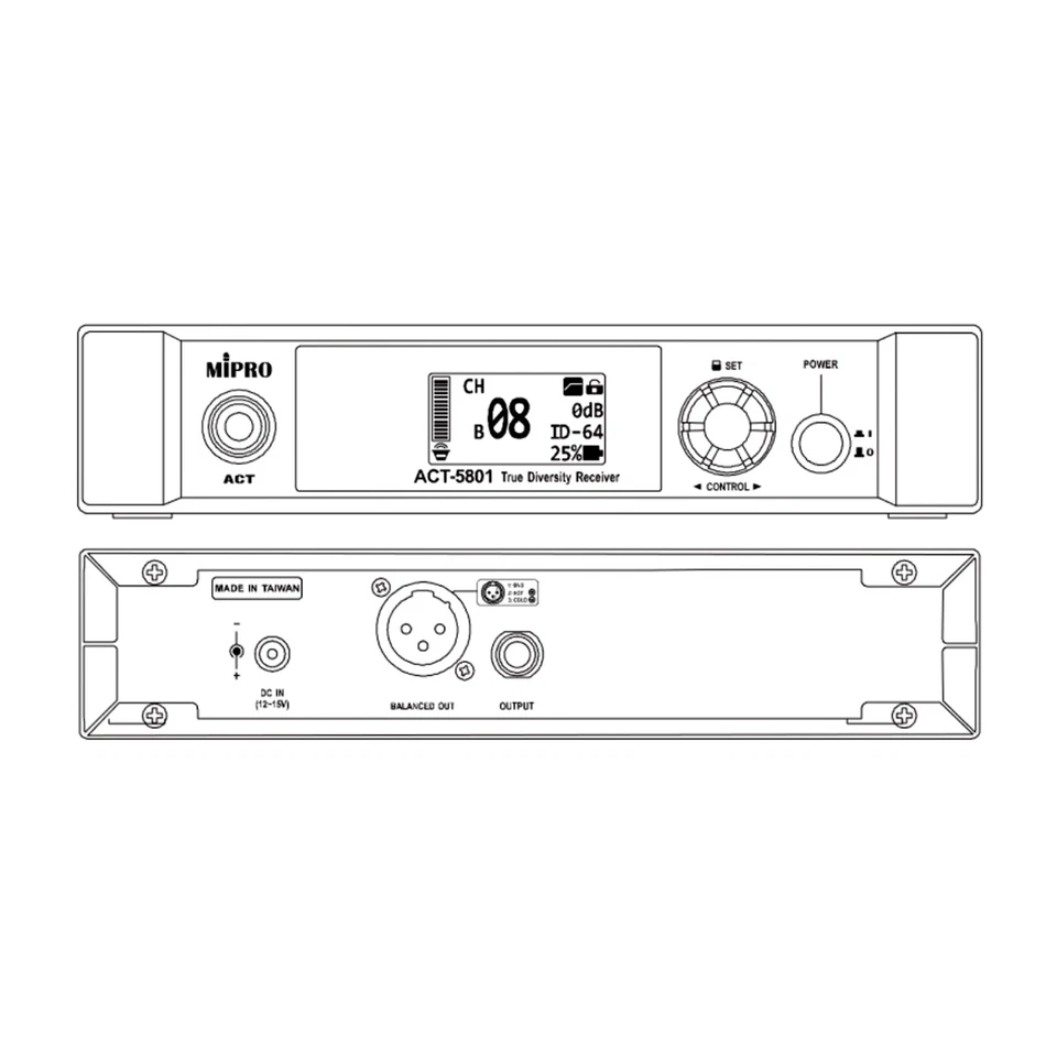 Mipro ACT-5801 Digitaler Drahtloser 1-Kanalempfänger 5,8 GHz - Bild 2 von 3