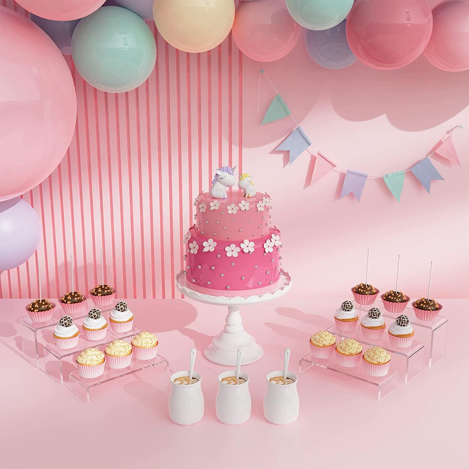 Acrylic Display Risers Stands Clear Risers POP Figures Display, 3 Step ...