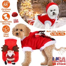 Santa Claus Pet Dog Costume Christmas Hoodies Clothes Cosplay Costumes Party