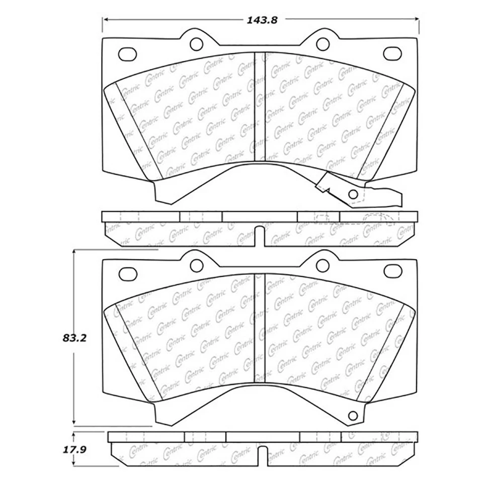Juego de 2 pastillas de freno de cerámica delanteras + traseras centradas para Toyota Land Cruiser Foto 4 de 4