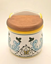 NapaStyle Ceramic Salt Cellar Salt Keeper Handpainted Michael Chiarello Portugal