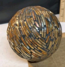 Metal-Coated Carpet Ball Home Decor 4" Copper-Toned Parlor Ball