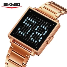 SKMEI Men Rectangle Watch Big Face Digital Numeral Wristwatch Fashion LED Watch