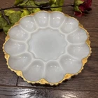 Anchor Hocking Fire King Deviled Egg Serving Dish Plate Vintage Milk Glass
