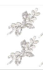 2 Pcs Rhinestone Bridal Hair Clip Leaf Wedding Hairpin Bride Crystal Hair Barret