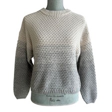 Universal Thread Women's Cotton Acrylic Blend Knit Sweater Beige  Gray Medium