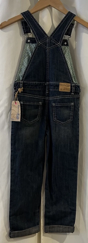 GENUINO NIÑOS 5T Azul Denim Babero Floral Bordado Correas Ajustables Nuevo con Etiquetas Foto 3 de 4
