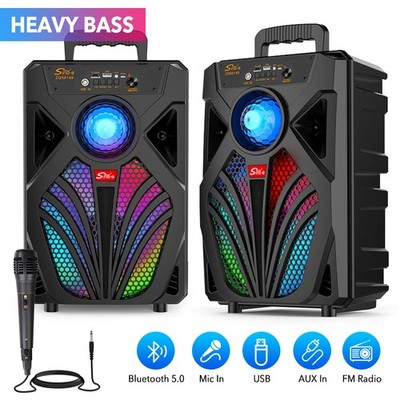 8'' 2000W Kabelloser Bluetooth 5.0 Lautsprecher Subwoofer Musikbox mit Mikrofon