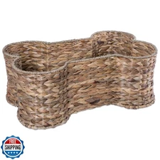 Bone Dry Pet Storage Collection, Bone Shape Hyacinth Toy Basket, Natural, Med