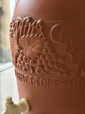 1981 Gourmet Topf Terracotta clay water Cider Wine Crock Spigot 2 Gallon No LID