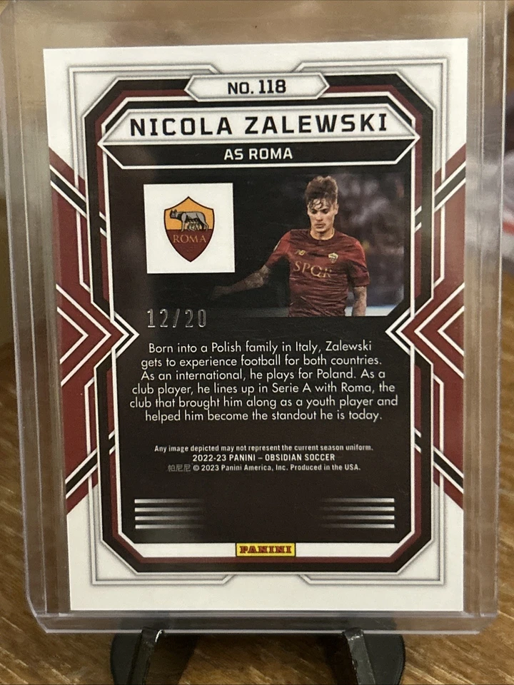 2022-23 Panini Obsidian Soccer AS Roma RC Nicola Zalewski /20 - Image 2 of 2
