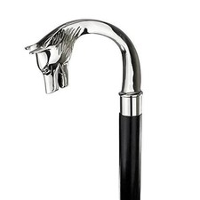Handmade Brass Wolf Head Handle Wooden Walking Cane  Vintage Style Stick Gift