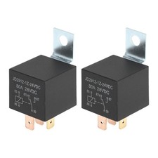 2 PCS 5-Pin Auto Relay, 24V, 80A, Black, Waterproof, Metal Hanging Hole, Car