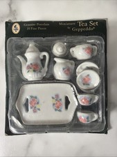 Vintage Miniature Tea Set Geppeddo 10 Piece Fine Porcelain Floral Design In Pkg