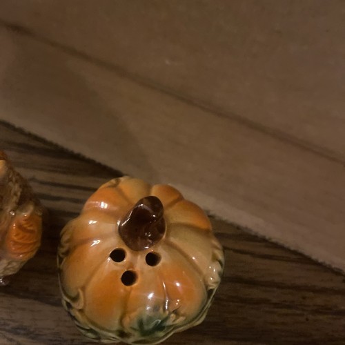 vintage Owl And Pumpkin Fall Thanksgiving Salt And Pepper Shakers - Picture 5 of 9