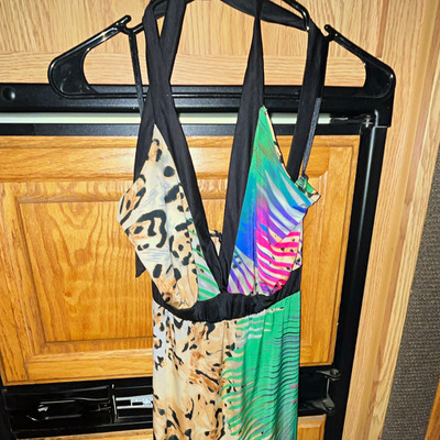 Venus Maxi Dress XS Multicolor Animal Print V-Neck Jersey Stretch Long