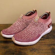 Adidas Cloudfoam Pure Pink Marled Knit Slip On Running Shoes B96354 Womens 7