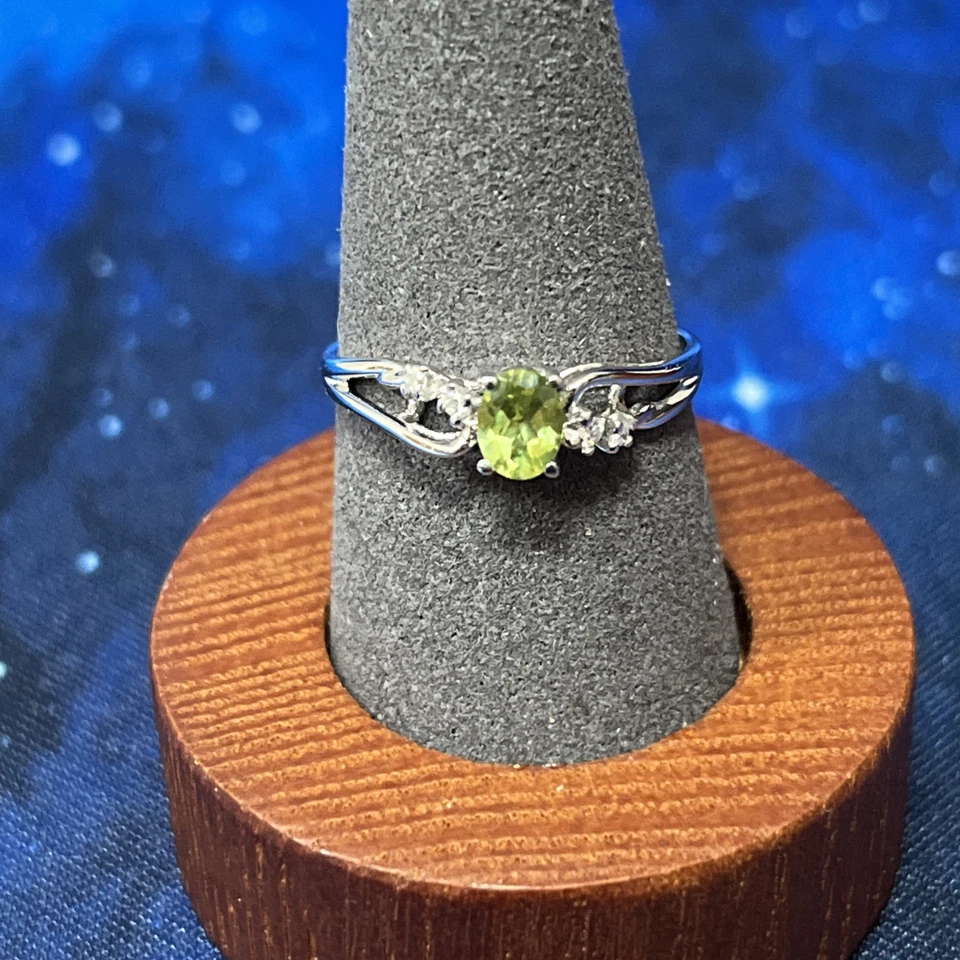 SET Neu - Goldkette und Ring / 750 Weißgold 18 K mit Peridot und Diamanten TOP - Bild 4 von 4