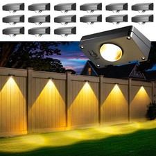 16 Pack Solar Fence Lights - Waterproof LED Outdoor Lighting with 3 Modes