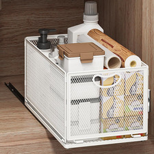 Pull Out Cabinet Organizer, No Drill Adhesive Sliding Drawers for Kitchen, Metal