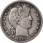 1904-P Barber Half Dollar 50C F+ Fine Philadelphia Silver Coin