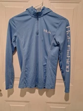 huk performance fabrics hoddie carolina blue fishing shirt / casual wear size XS
