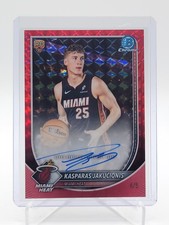 KASPARAS JAKUCIONIS 2025-26 BOWMAN CHROME RED GEOMETRIC ROOKIE AUTO /5 Q6618
