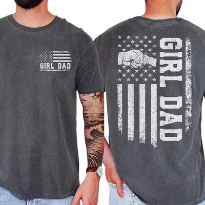 Comfort Colors  Girl Dad Shirt Cool Dads Club Tee American Flag Patriotic Dad 