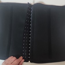 Black Waist Cincher Corset Hook  Eye Closure Size L Polyester Elastane Latex