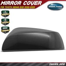 Driver Left Side Mirror Cover Cap Smooth Black for Toyota Sienna 2021 2022-2025