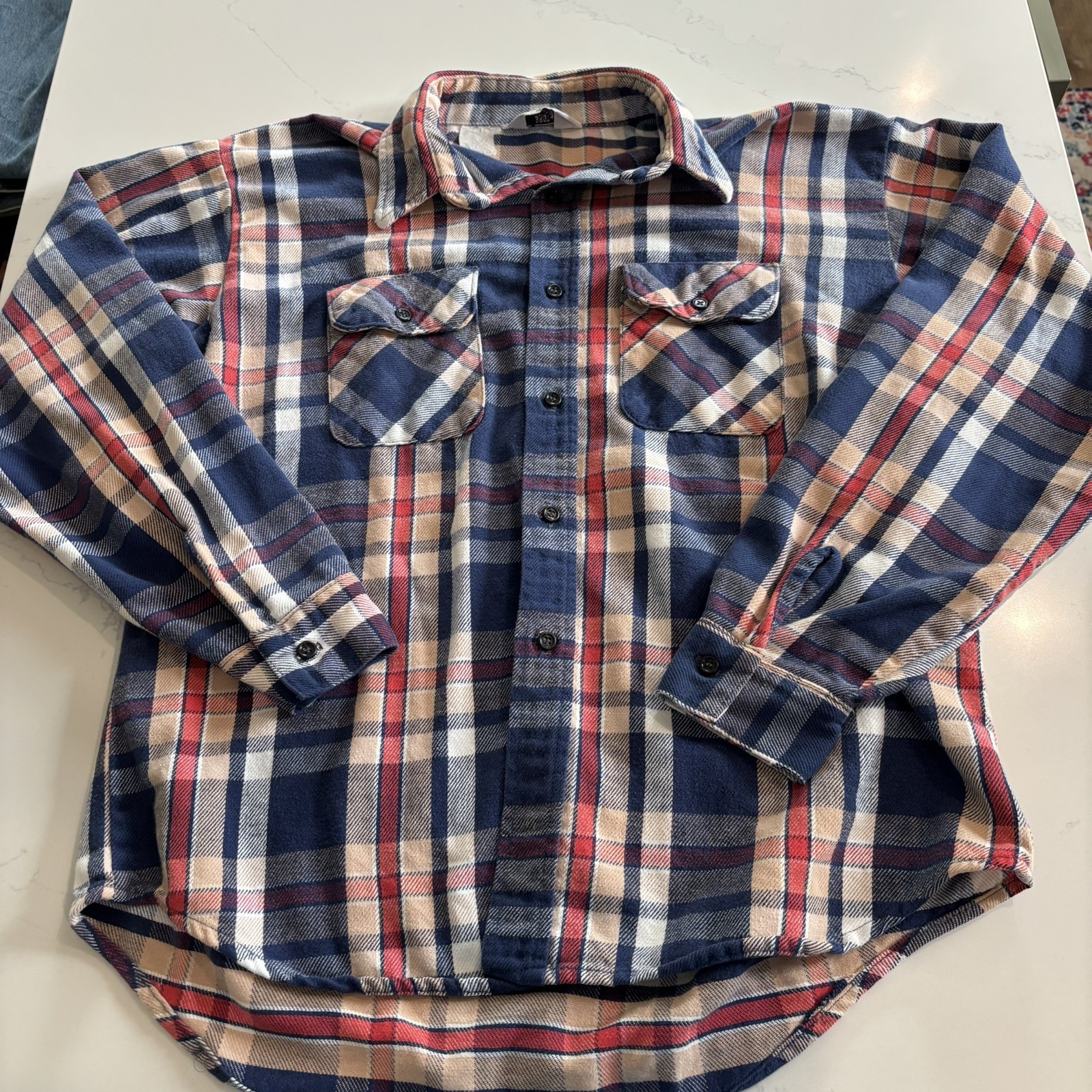 Franela de algodón vintage Five Brother para hombre mediana descolorida envejecida EE. UU. años 80