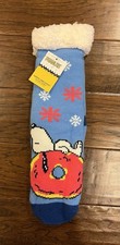 PEANUTS SNOOPY Sherpa Lined Socks OSFM Adult Unisex Warm Fuzzy Grip Slippers