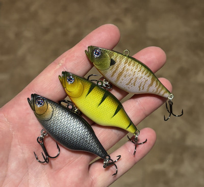 ( LOT OF 3 )Custom Painted Jackall TN60 Clone- Lipless- Rattlebait- DDS fishing