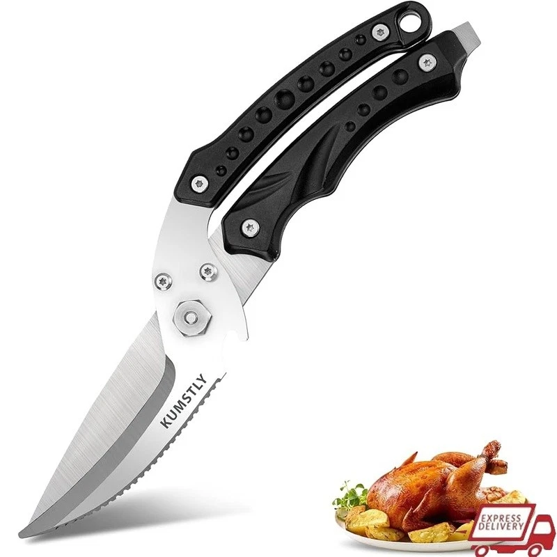 Heavy Duty Kitchen Shears Stainless Steel Poultry Scissors Ergonomic Grip New