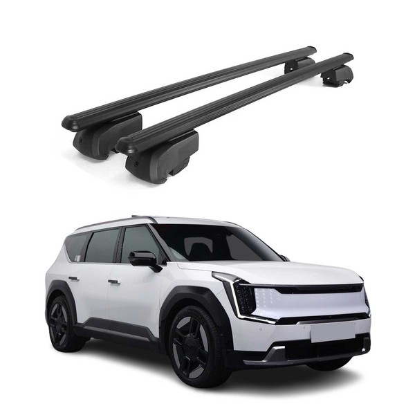 DachträGer GrundtäGer FüR Kia EV9 2023-2026 75Kg Aluminium Schwarz 2 Tlg-image