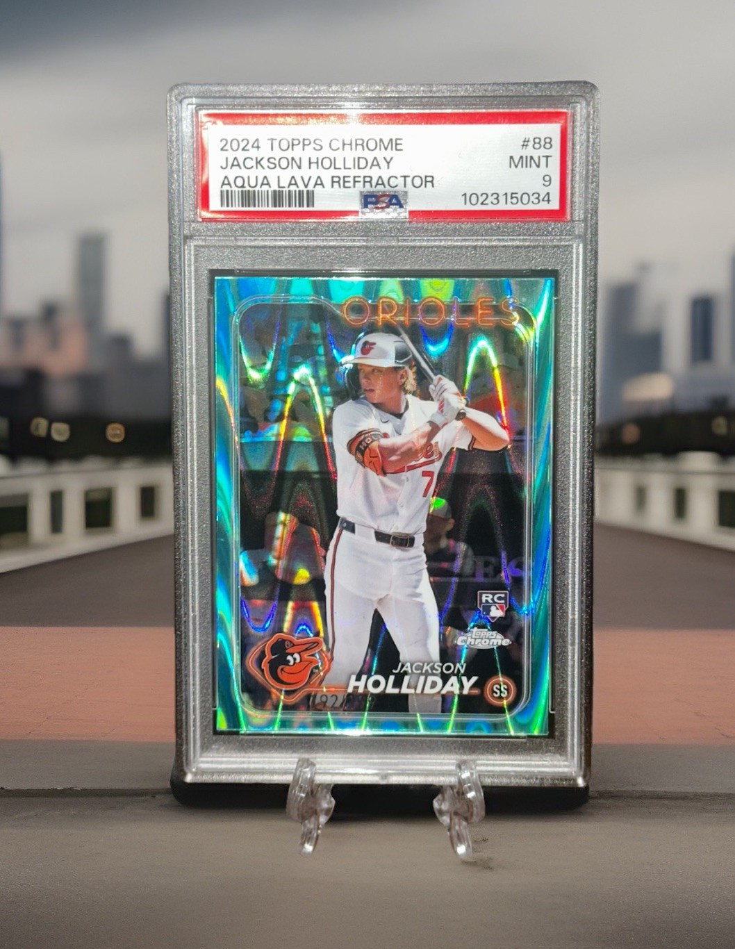 2024 Topps Chrome - Jackson Holliday #88 Aqua Raywave Refractor /199 (RC) PSA 9