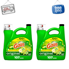 2 Pack Gain Liquid Laundry Detergent, Original Scent, 154 fl oz, 107 Loads Each 0.10 per gallon