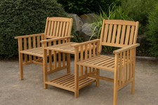 2-Sitzer-Gartenbank mit Beistelltisch klappbar, ca. 163 x 63 x 91 cm - Braun