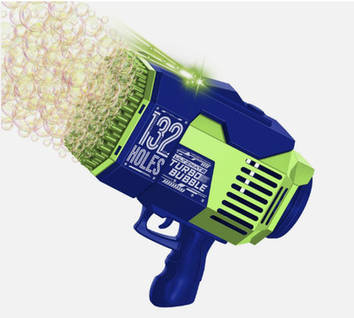 Turbo Bubble 132 Holes Bubble Machine Gun Toy for Kids with Liquid Solution and 