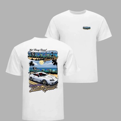 Mens White Graphic T-Shirt Summer Speed Club Beach Supra Style Print Endless