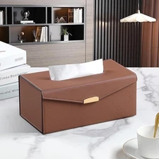 Leather Tissue Box Cover Rectangle, Foldable Tissue Box Holder Home, Office