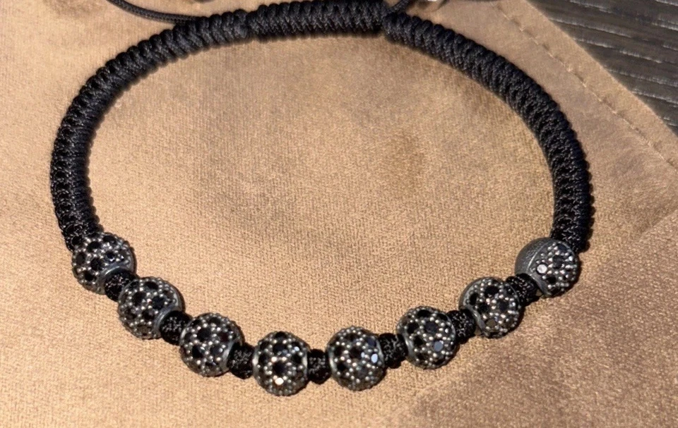 Brazalete tejido con pavé de diamantes negros David Yurman en plata de ley Foto 3 de 3