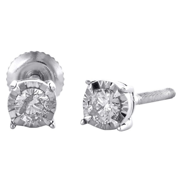 10K WeißGold Rund Diamant 4 Zacken Ohrstecker 3.75Mm Wunder Set Ohrringe 0.15 Ct-image