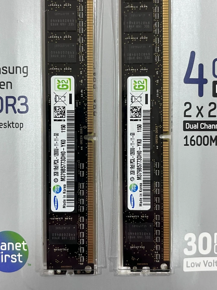 New Samsung 2x 2GB PC3-12800 DDR3-1600MHz non-ECC Unbuffered 240Pin M379B5773DH0 - Image 2 of 3