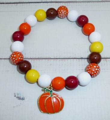Fall Harvest Pumpkin Stretch Bracelet Pumpkin #3 NEW