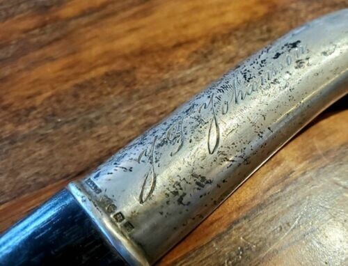 Sterling Silver Crook Head Handle Georgian Era Black Wooden Walking Stick Cane - Picture 6 of 14